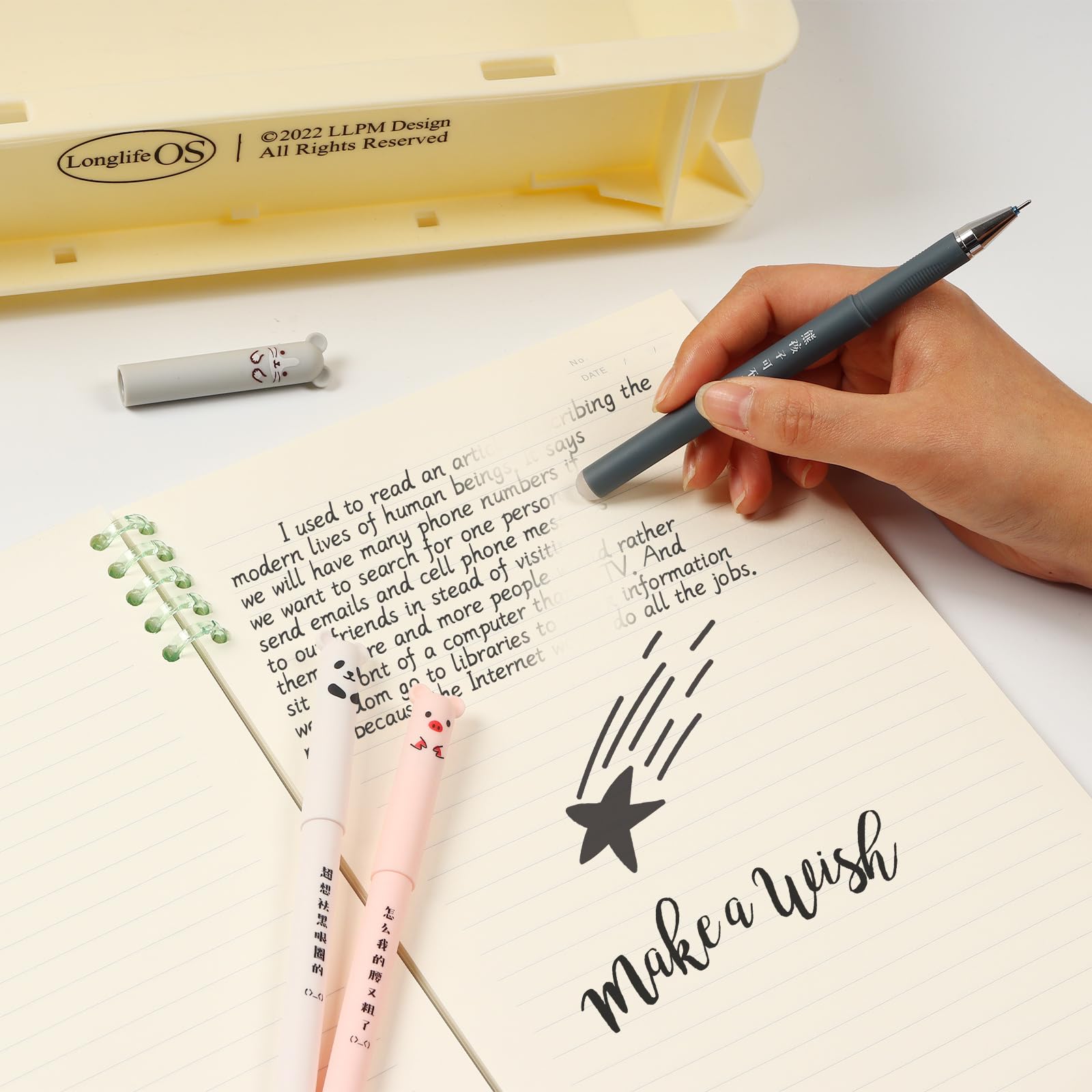 WUFANC Set di Penne Cancellabili per Scuola Elementare - 12 Penne a Sfera Cancellabili + 24 Ricarica Penna Cancellabile - Penna Cancellabile da 0,5 mm, Cose per La Scuola