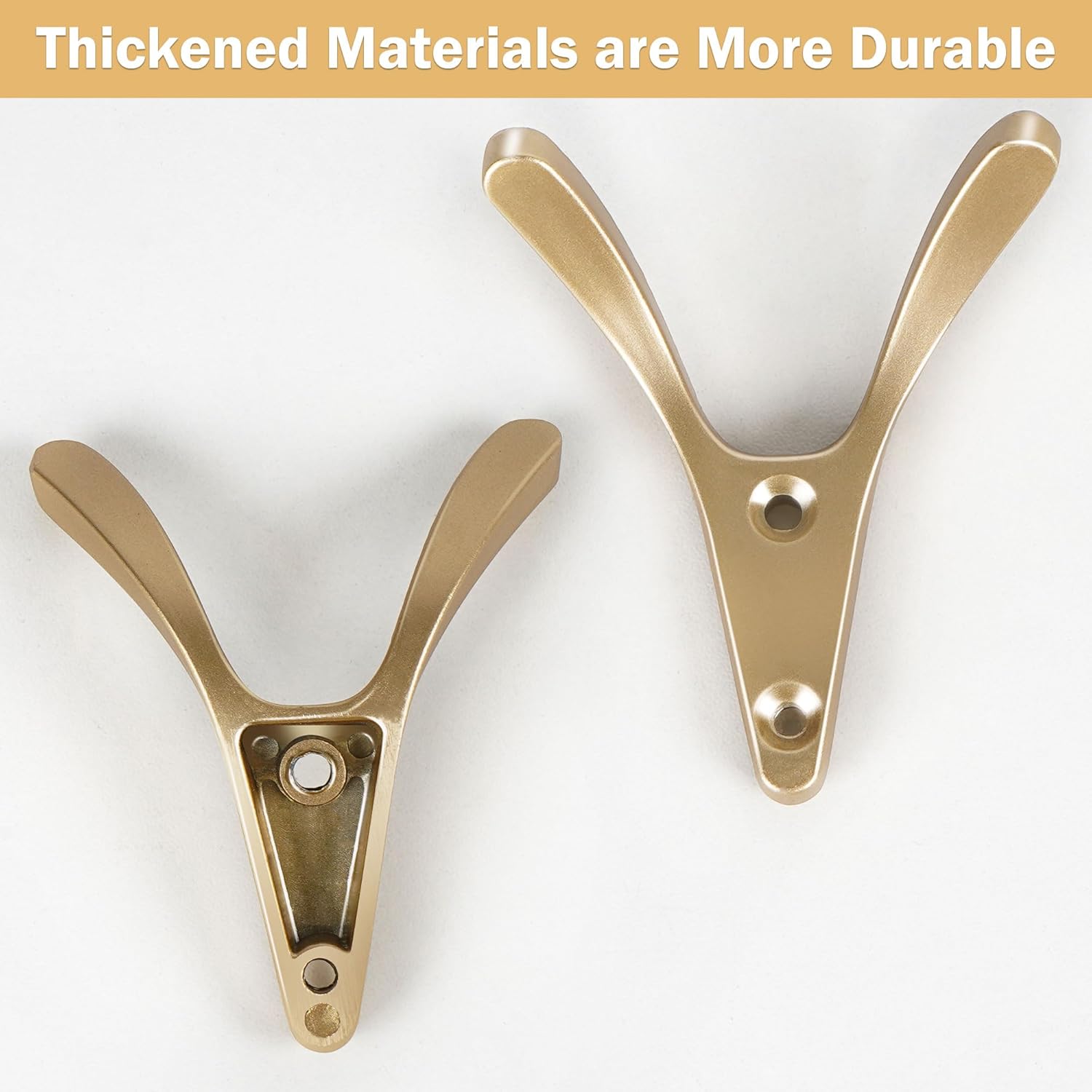 6 Pack Coat Hooks Backpack Hooks Wall Mounted Hooks Heavy Duty Hooks Double Prong Coat Hooks Used for Hanging Coats, Hats, Watches, Clothes etc