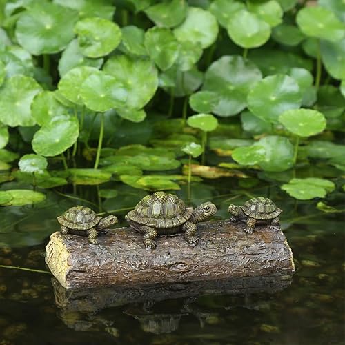 Generic Three Turtle Floating Sculptures - Pond Decoration, Green Resin