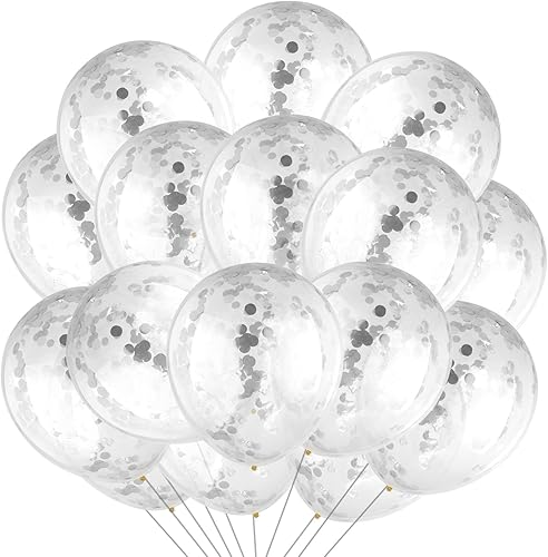 10 globos de confeti con purpurina de 18 pulgadas, globos de papel con puntos de confeti, globos grandes de látex de confeti brillante para