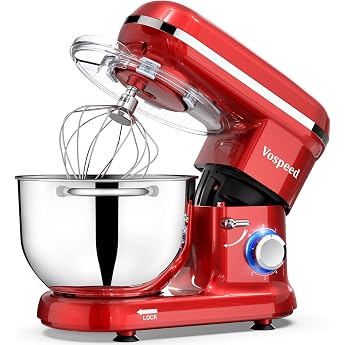 Vospeed Food Processor 6.2 L, Electric Stand Mixer with 6 Speeds, Kneading Machine for Baking with Stainless Steel Bowl, Incl
