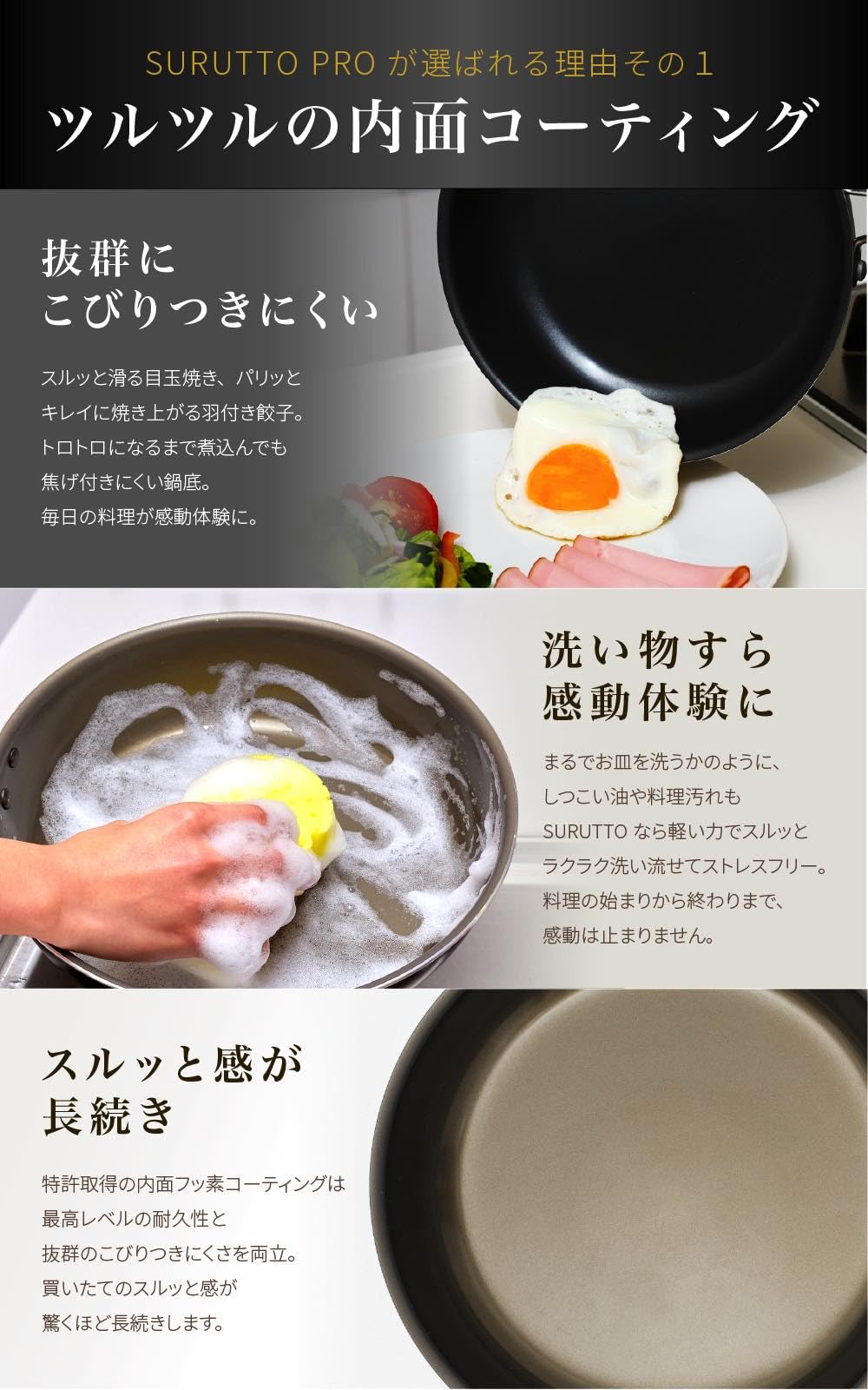 Amazon | 【スルッと 長持ち 】 SURUTTO PRO フライパン 28cm IH ガス