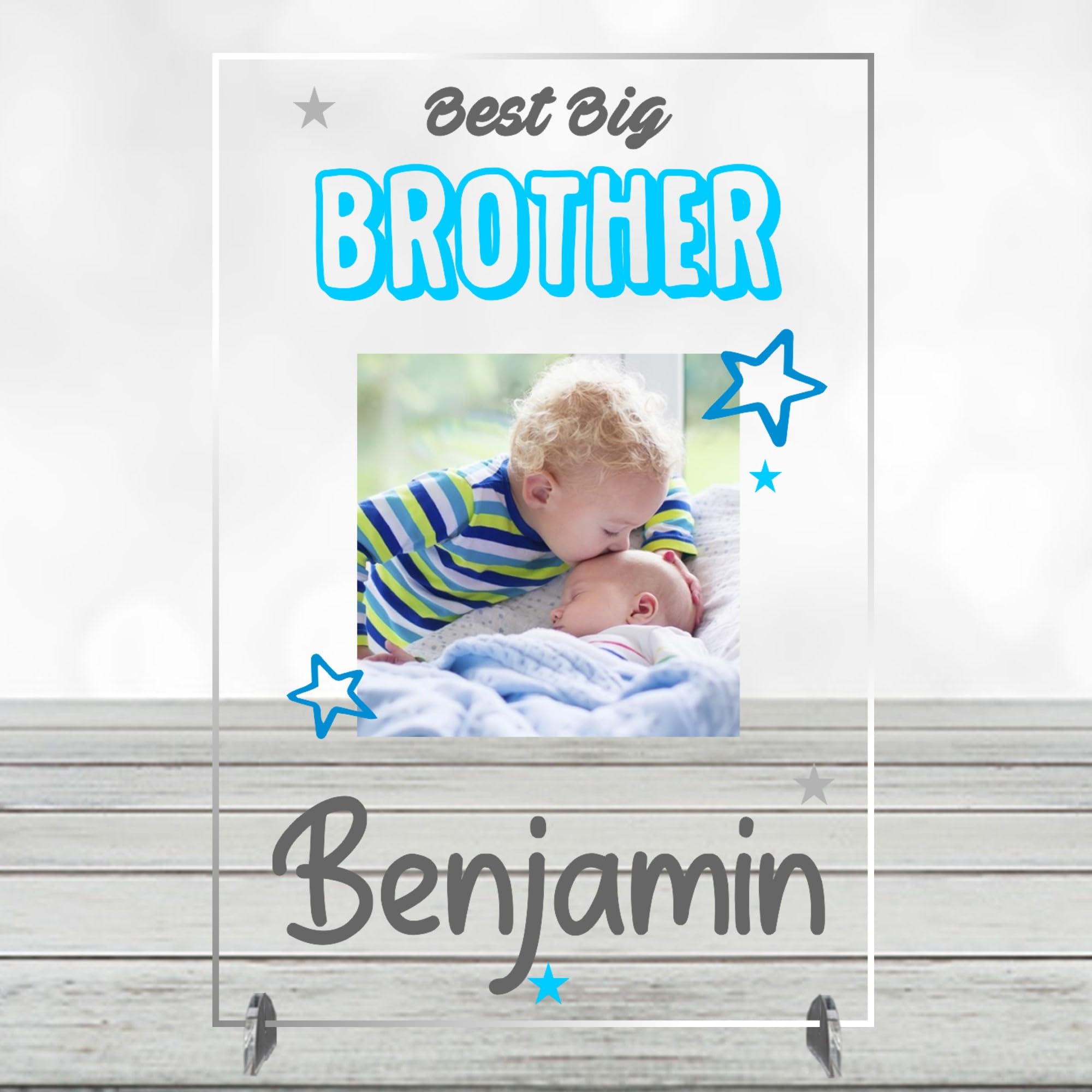 Cherished Sibling Bond: Personalised Photo For Best Big Brother - A Heartwarming Keepsake to Celebrate New Baby's Arrival! (Acrylic Indoor & Outdoor Use, A5 21cm x 15cm)