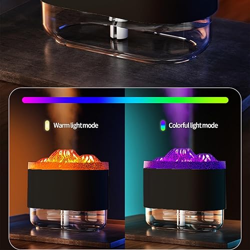 Miniatura 4 de Volcano Flame Diffuser, Aromatherapy Essential Oil Diffuser with 2 Spray Modes and Atmosphere Light, 300ml Cool Mist Humidifier 8 Hours Auto Off for