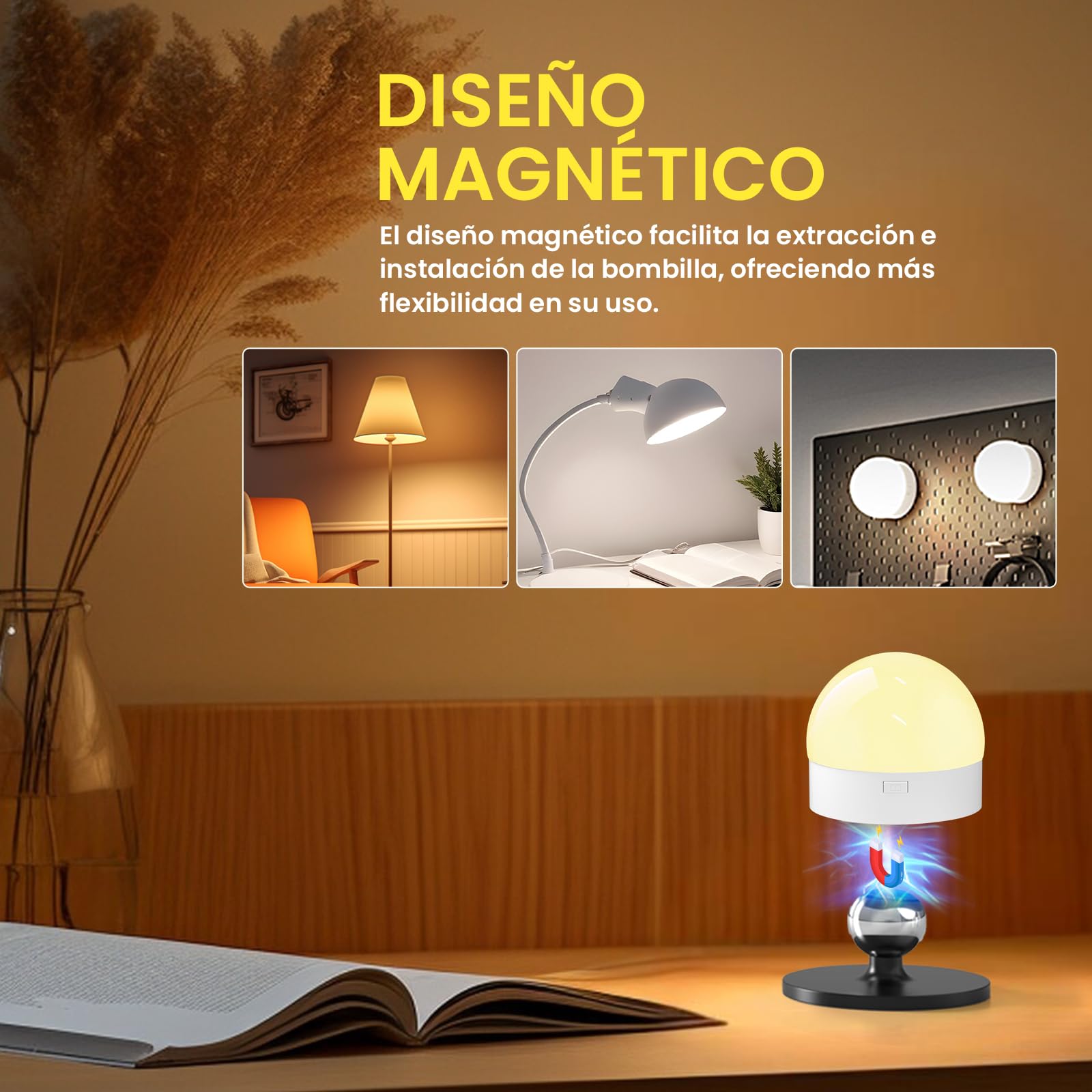 Bombilla Recagable USB-C con Mando Casquillo E14, 3 Temperaturas de Color Regulables Bombilla Bateria Recargable con Imán para Iluminación de Emergencia, Camping, Luces Nocturnas(2PCS)