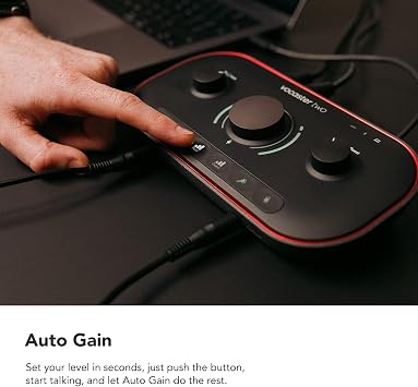 Focusrite Vocaster Two Podcasting Interface for Recording Host and Guest. 2 Mic Inputs and Headphone Outputs, with Auto Gain, Enhance, and Mute. Small, Lightweight, and Powered by Computer