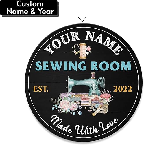 Miniatura 6 de MeMate Letrero para sala de costura, letreros de puerta de costura personalizados, decoración de sala de costura personalizada, letreros de madera