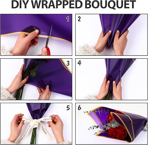 Vista 89 de NESCCI Papel de regalo de flores de 20 hojas, papel de regalo de ramo floral impermeable, suministros de floristería, papel de embalaje para regalo