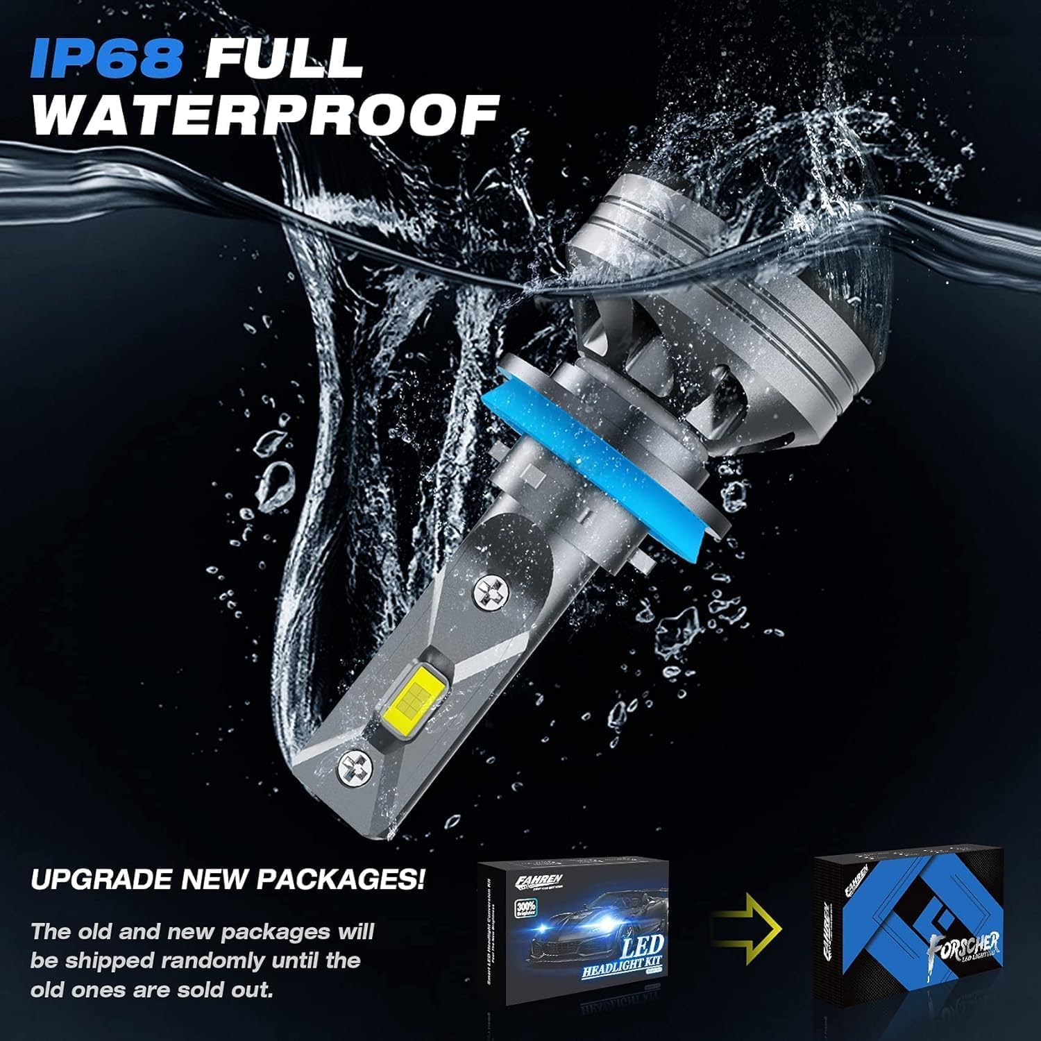 FAHREN H11 9005 LED Headlight Bulb Combo, 80000LM Super Bright H9 HB3 LED Bulb with Canbus Driver, 360° Adjustable Light Angle, 6500K White IP68 Waterproof, Pack of 4 — view 6