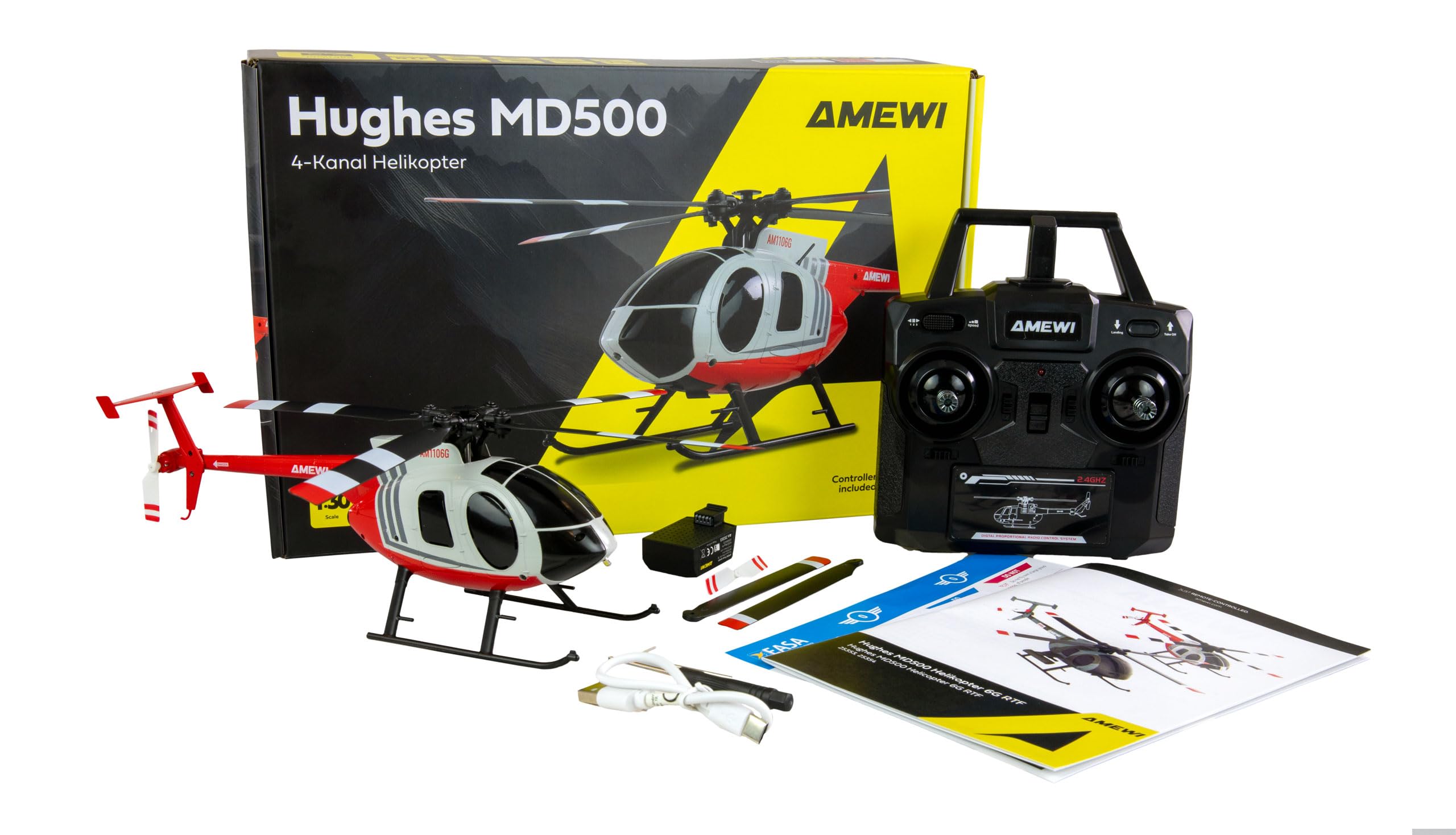 Amewi RC Helikopter MD500 Li-Po Akku 350mAh silber/rot (25354)