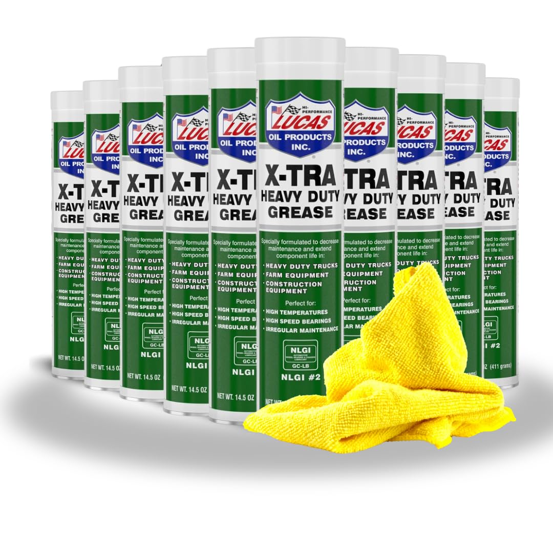 Heavy Duty Lithium Complex Grease – 14.5 oz Cartridges (20-Pack) + Free Microfiber Towel – Green Multi-Purpose Grease for Bearings, Trailers, Chassis, U-Joints & Industrial Equipment