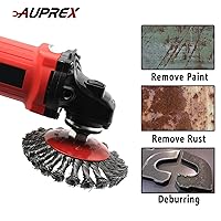 Vista 7 de Paquete de 2 cepillos de rueda de alambre anudado de 4 pulgadas para amoladora angular con eje roscado de 5/8 pulgadas - 11 - alambre de acero al