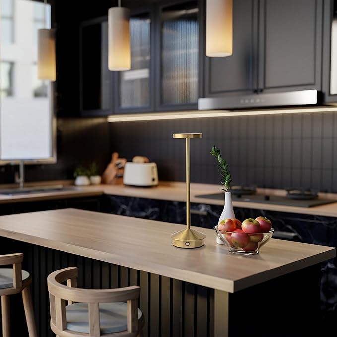 East Grove Home Orbit LED Cordless USB-C Re-Chargeable Desk Lamp, 5200mAh Battery Operated with 3 Color Temperature 2700K-3000K-3500K and Fingertip Touch On/Off Plus Dimming in Satin Brass photo 3