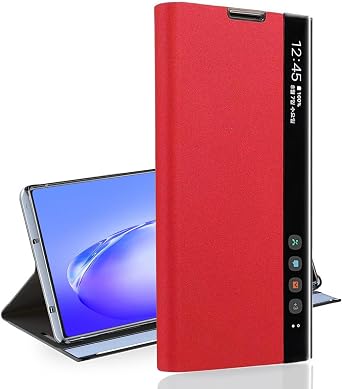 Case for Samsung Galaxy Note 10, Smart Clear View, Luxury Slim Mirror, Can Answer Phone Calls, Leather Hard PC Flip Shockproof Protective Cover, with Foldable Stand