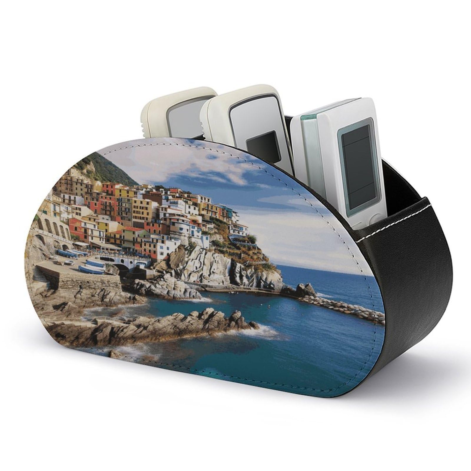 Btcowzrv Style Cinque Terre Scenery Remote Control Holder With 5 Compartments