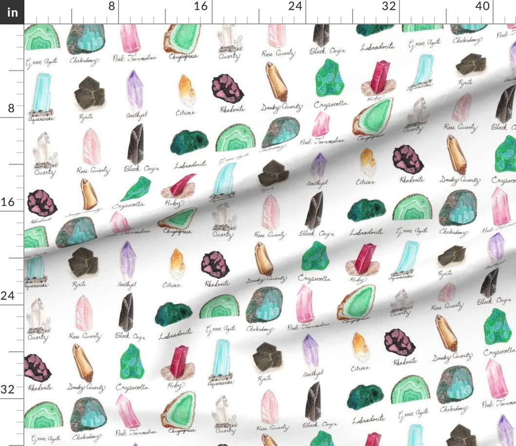 Spoonflower Fabric - Crystals Stone Mineral Watercolor Age Gemstone Printed on Petal Signature Cotton Fabric by The Yard - Sewing Quilting Apparel Crafts Decor