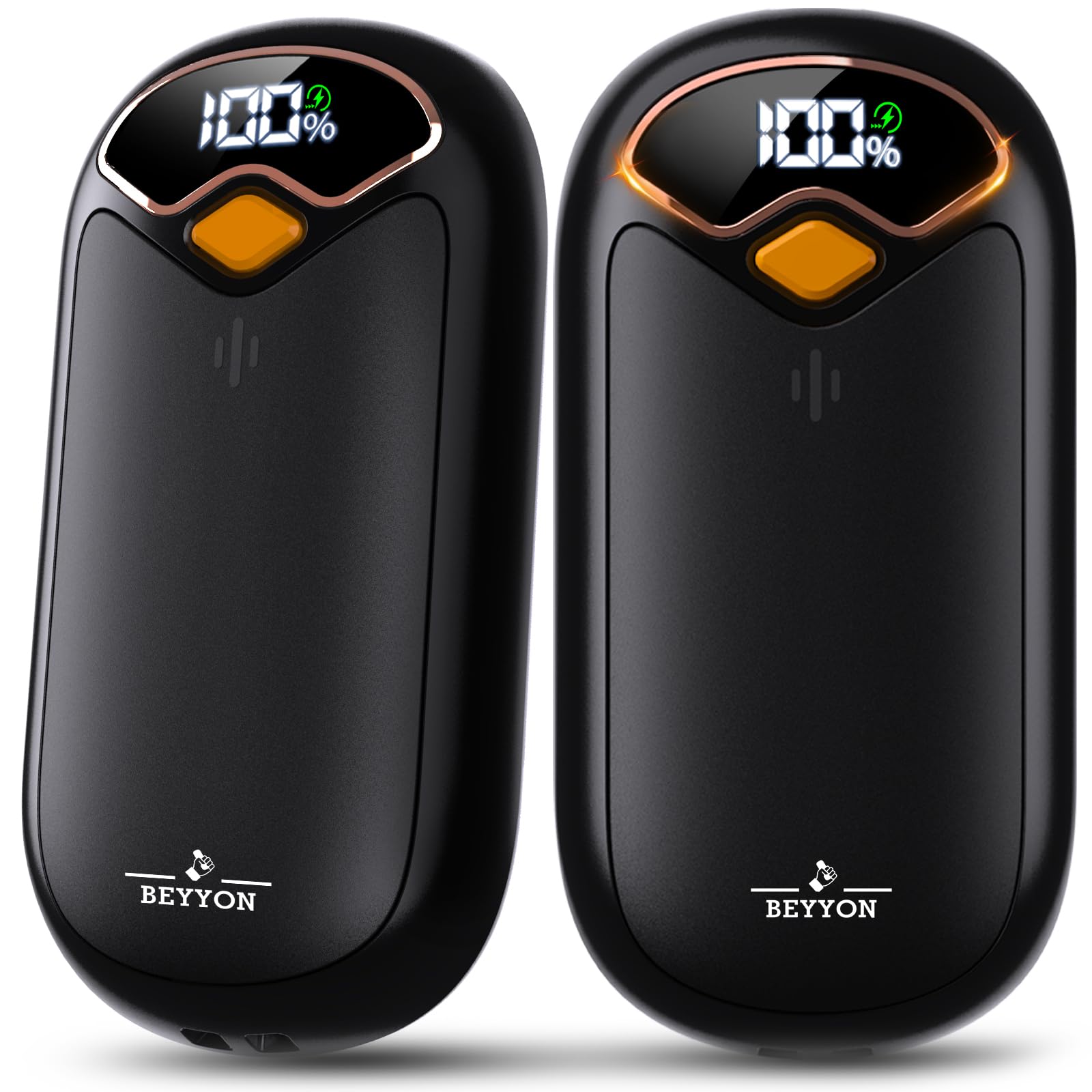Handwärmer Elektrisch, 2er Pack - Zweiseitig heizende elektrische Handwärmer mit LED-Digitaldisplay, 4 Heizstufen, tragbares Taschenheizgerät für Camping Jagd, Geschenke für Männer Frauen