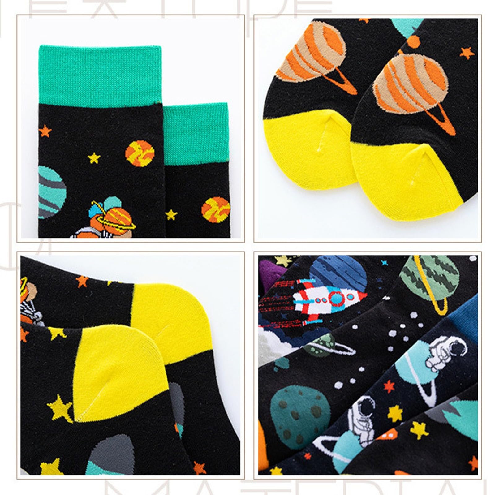 Calcetines ArtíSticos para Hombre, Divertidos Calcetines de Vestir, Calcetines de AlgodóN Divertidos y Coloridos, Paquete de Calcetines Divertidos(B-4,100 Pairs)