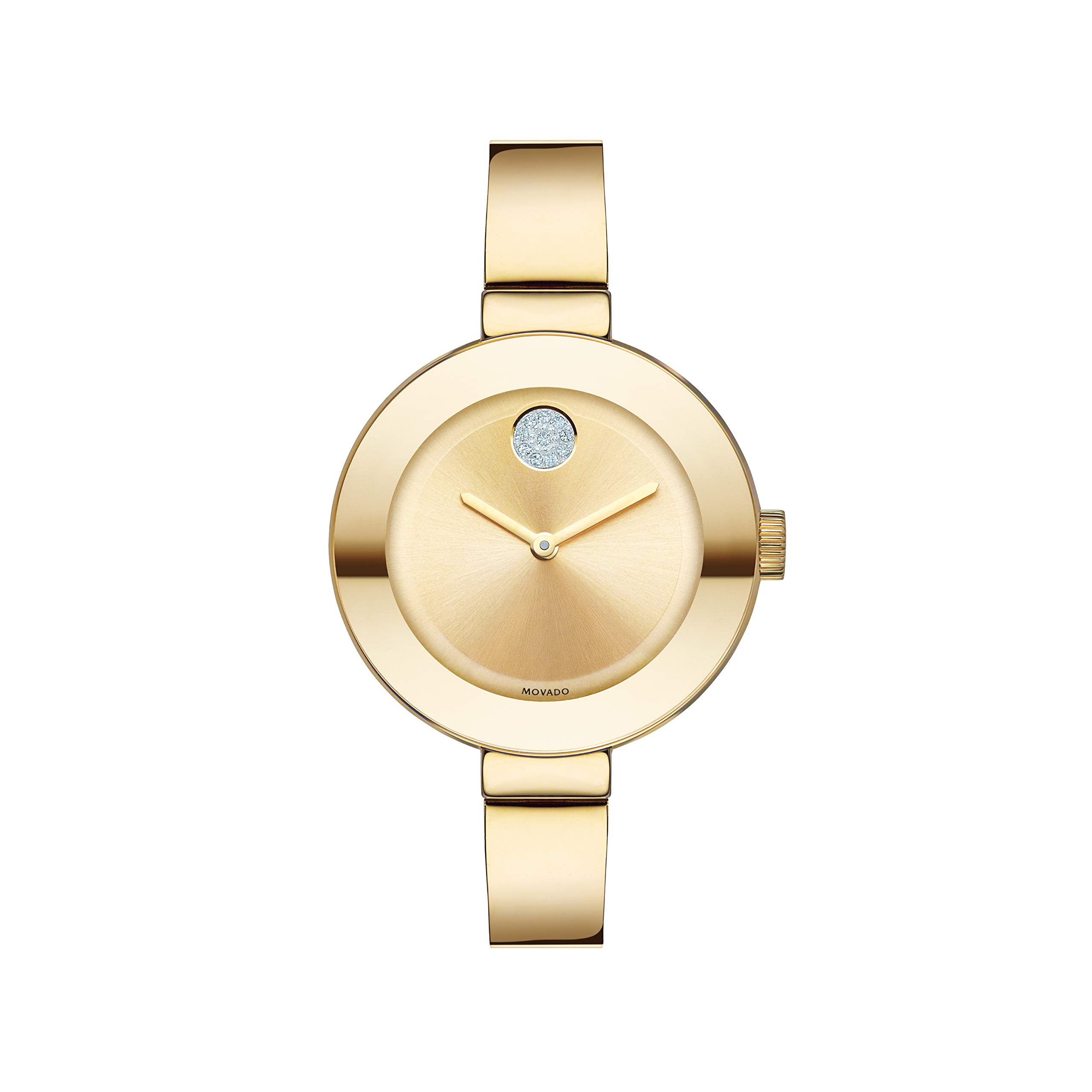MovadoWomen's Bold Bangles Yellow Gold Watch with a Flat Dot Sunray Dial, Gold (Model 3600201)