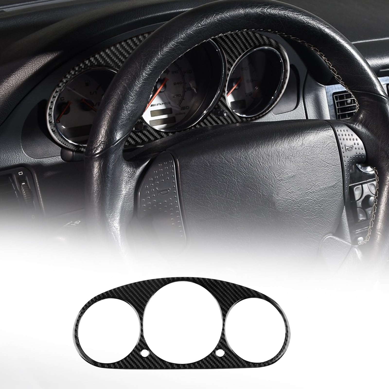 KUNGKIC pour MERCEDES-Benz SLK R170 1996-2003 Fibre de Carbone Voiture Tableau de bord Cadre Compteur de Vitesse Autocollants Compteur de Vitesse Accessoires Intérieurs Décoratifs, Cadeau (Noir)