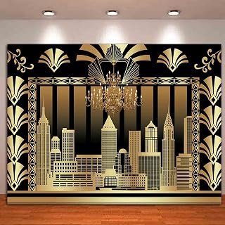 HQM The Great Gatsby Theme Photography Fabric Background 20s Vintage Dance Wedding Bride Shower Party Photo Backdrop Gatsby Celebration Birthday Decoration Studio Booth Props 8x6ft