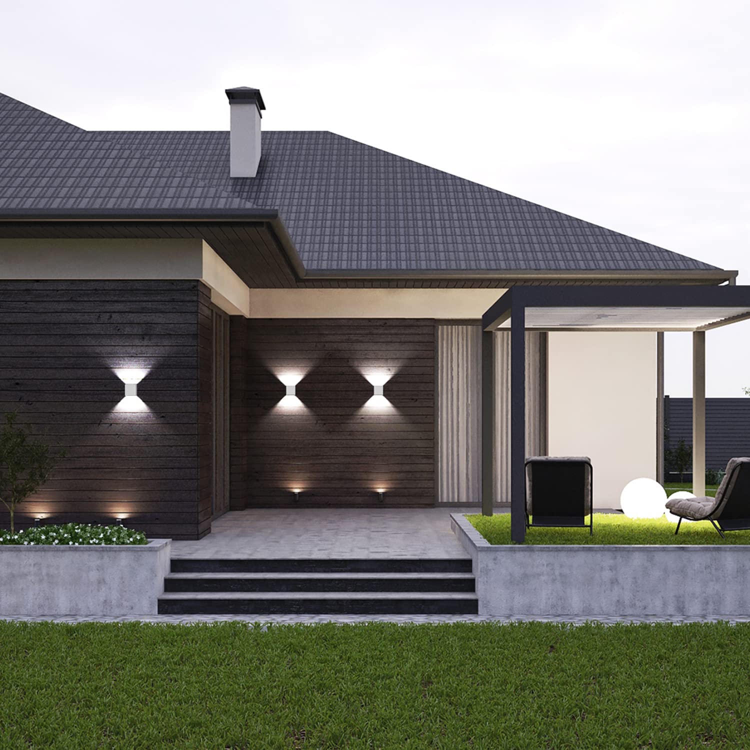 Aplique Pared Interior Blanco Frío, 4 Piezas Lampara de pared Con G9 LED Bombillas Reemplazables Moderno Aplique Pared Exterior Impermeable IP65 Ángulo de haz Ajustable Blanco