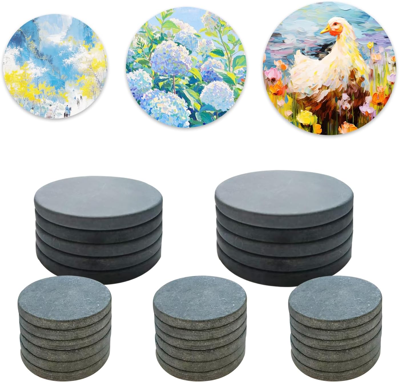 30 pcs Stone Painting, Flat Round Stones for Stone Painting, Selected Round Smooth Stones, DIY Painting, Flat Painting, Gray Round Stones