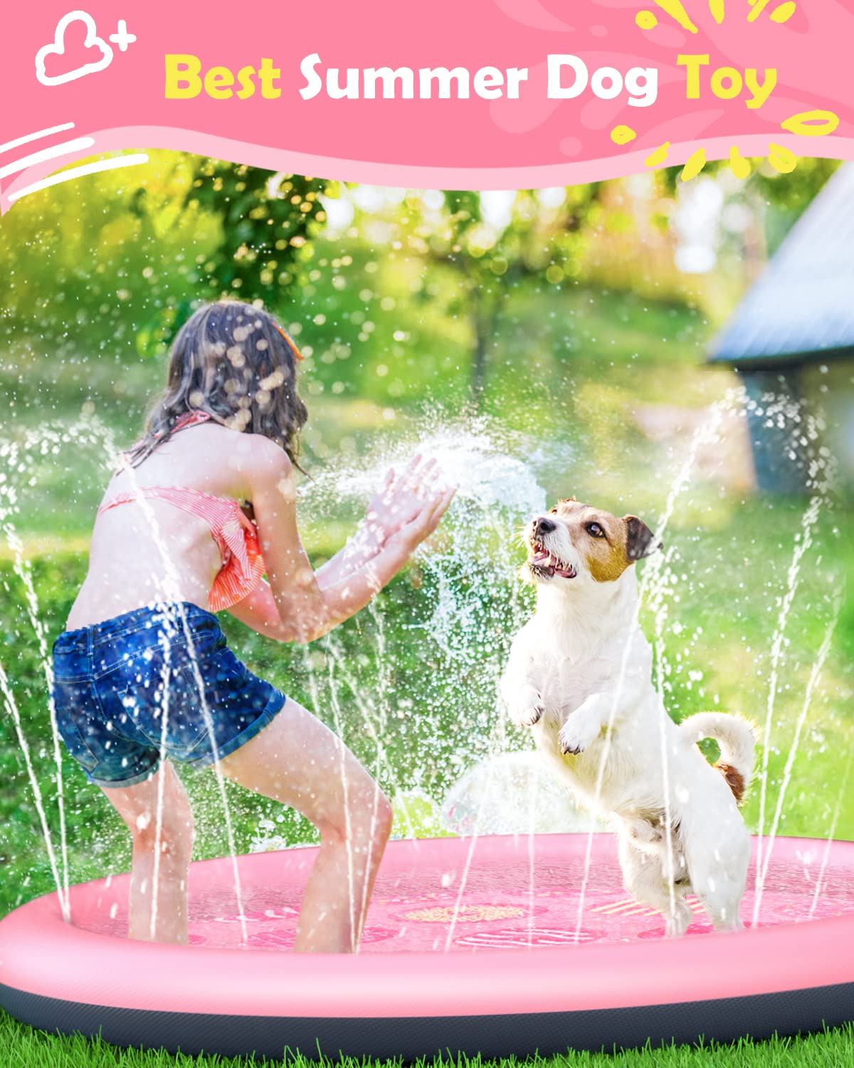 Peteast Anti-Slip Pink Donut Print Splash Pad for Kids and Dogs - Image 2