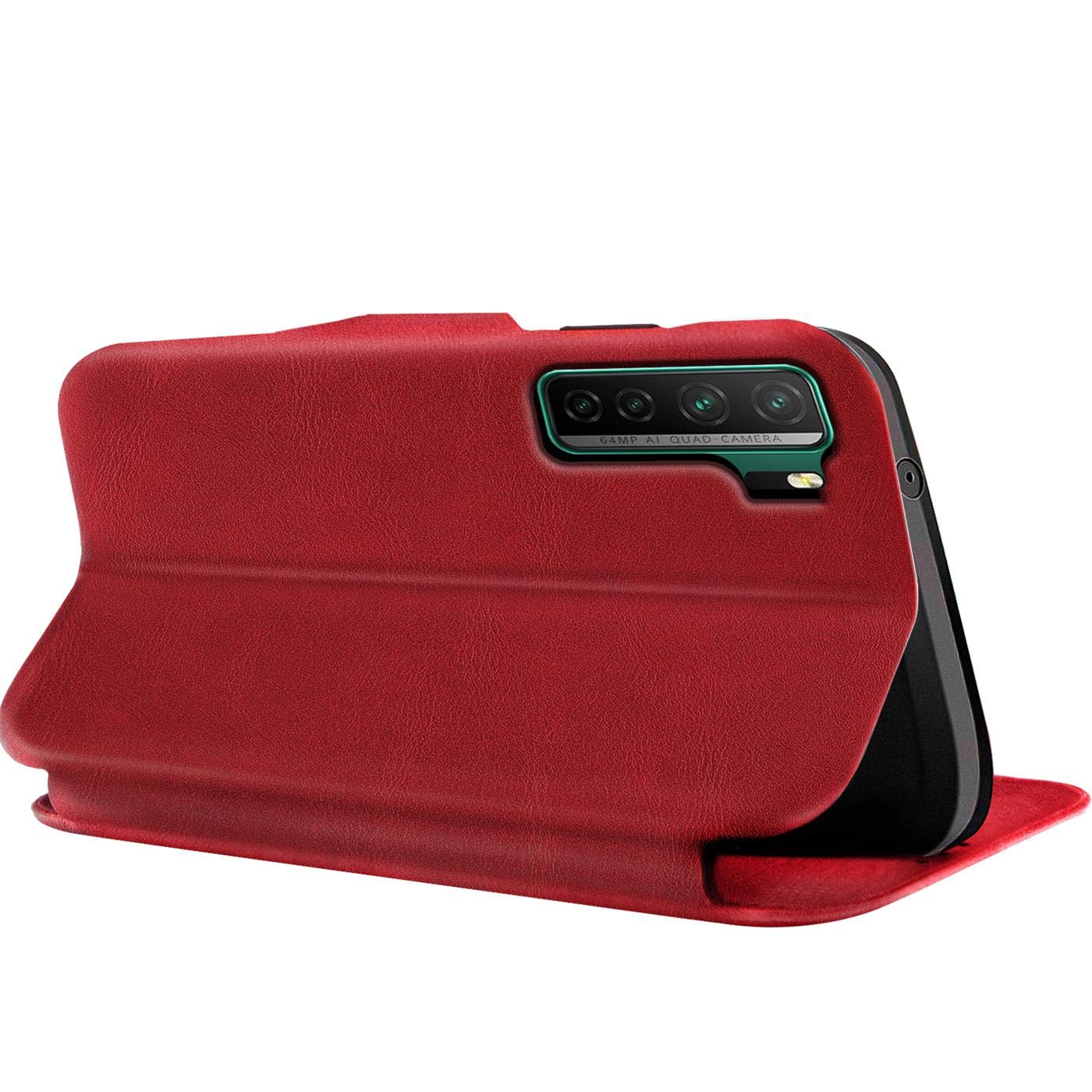 Verco Book Style for Huawei P40 Lite 5G Case, Premium Magnetic Flip Cover for Huawei P40 Lite 5G Wallet Case with Card Slot, Red - Image 3