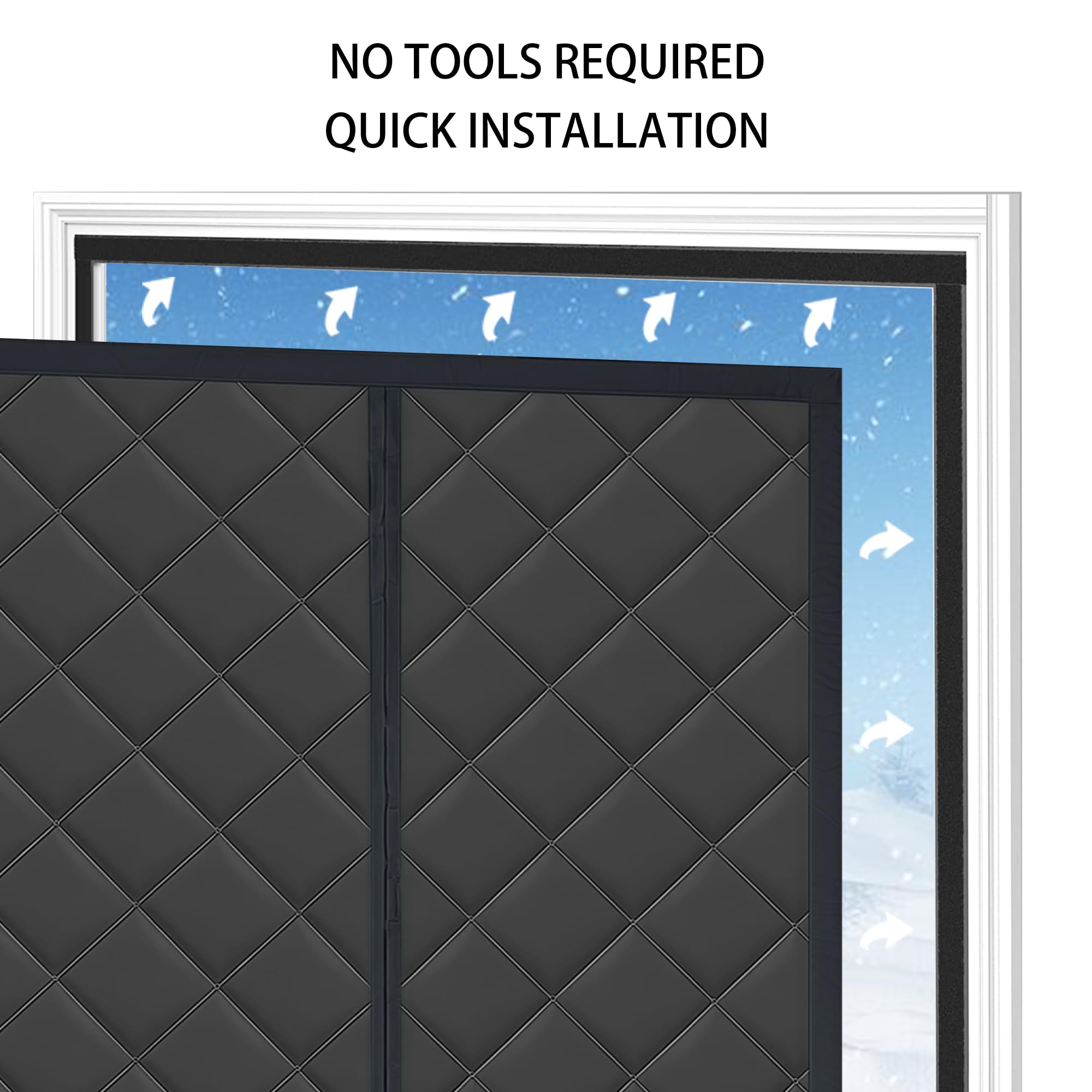 Tenda per Porta Inverno Termica 61 x 188 cm Antivento in Tessuto Oxford, Inverno Termica Tende per Porta Isolante Termico e Acustico per Balcone Soggiorno, grigio argento