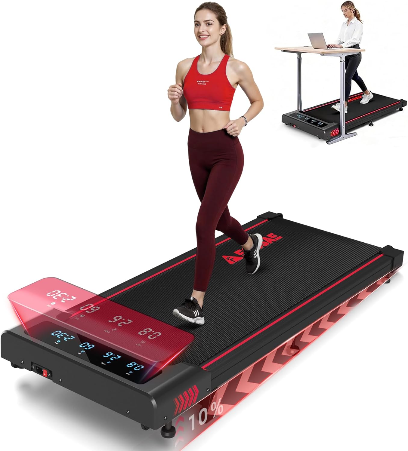 Walking Pad with 10% Incline Treadmills for Home, 4 in 1 6.2MPH Walking Pad Under Desk Treadmill with Full Screen LED Display, 2.75HP Brushless Drive, 12 HIIT Programs, 350 LBS Weight Capacity