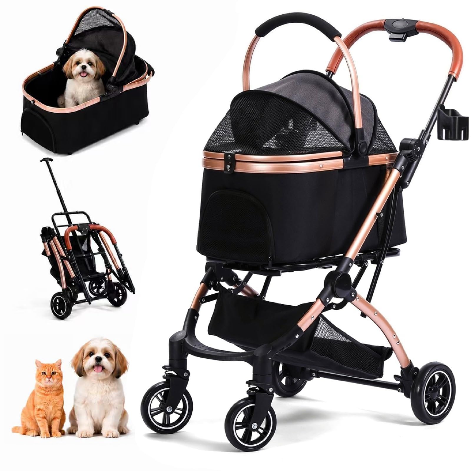 Amazon.co.jp: GLEEFURN ペットカート 分離型 犬用カート 小型犬 猫 4