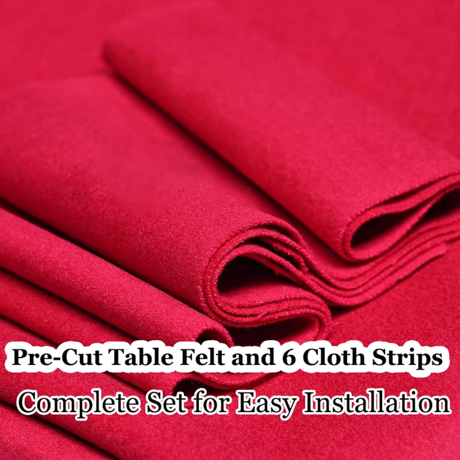 Red Billiard Cloth Pool Table Felt Cloth Strips Kit for American 8-Ball, 9-Ball and Snooker Tables Trimmable for Home, Club or Tournament Use