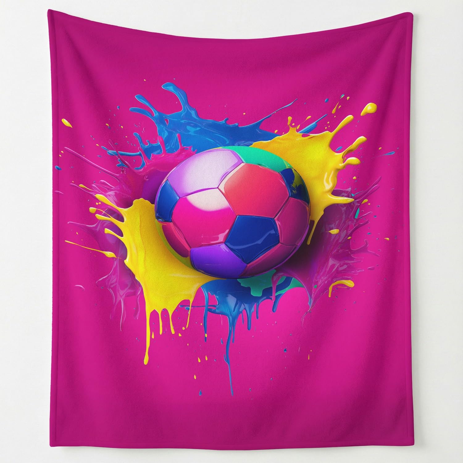Manta fútbol neón franela 150 cm evita el frío con suavidad para cama infantil y sofá