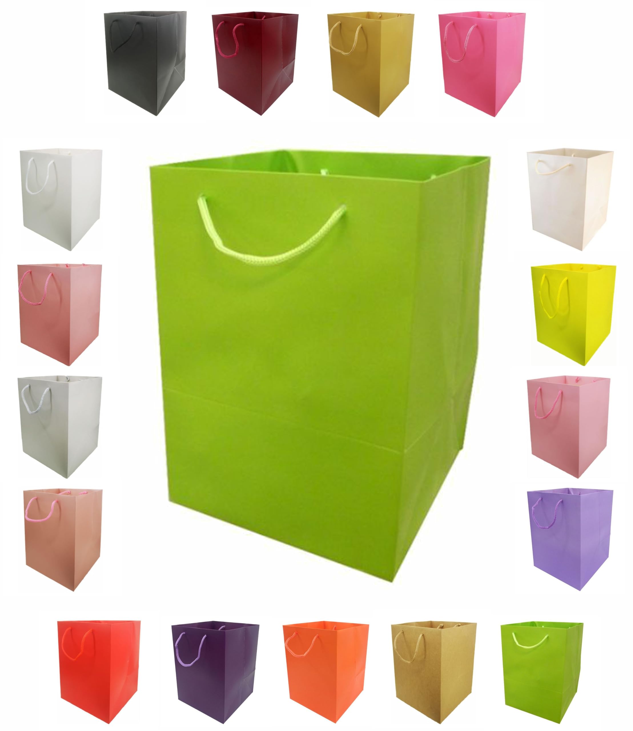 Glossy Vibrant Flower Gift Bag, Bouquet Vase | Valentines | Anniversary | Love | Transportation Display (5, Lime Green)