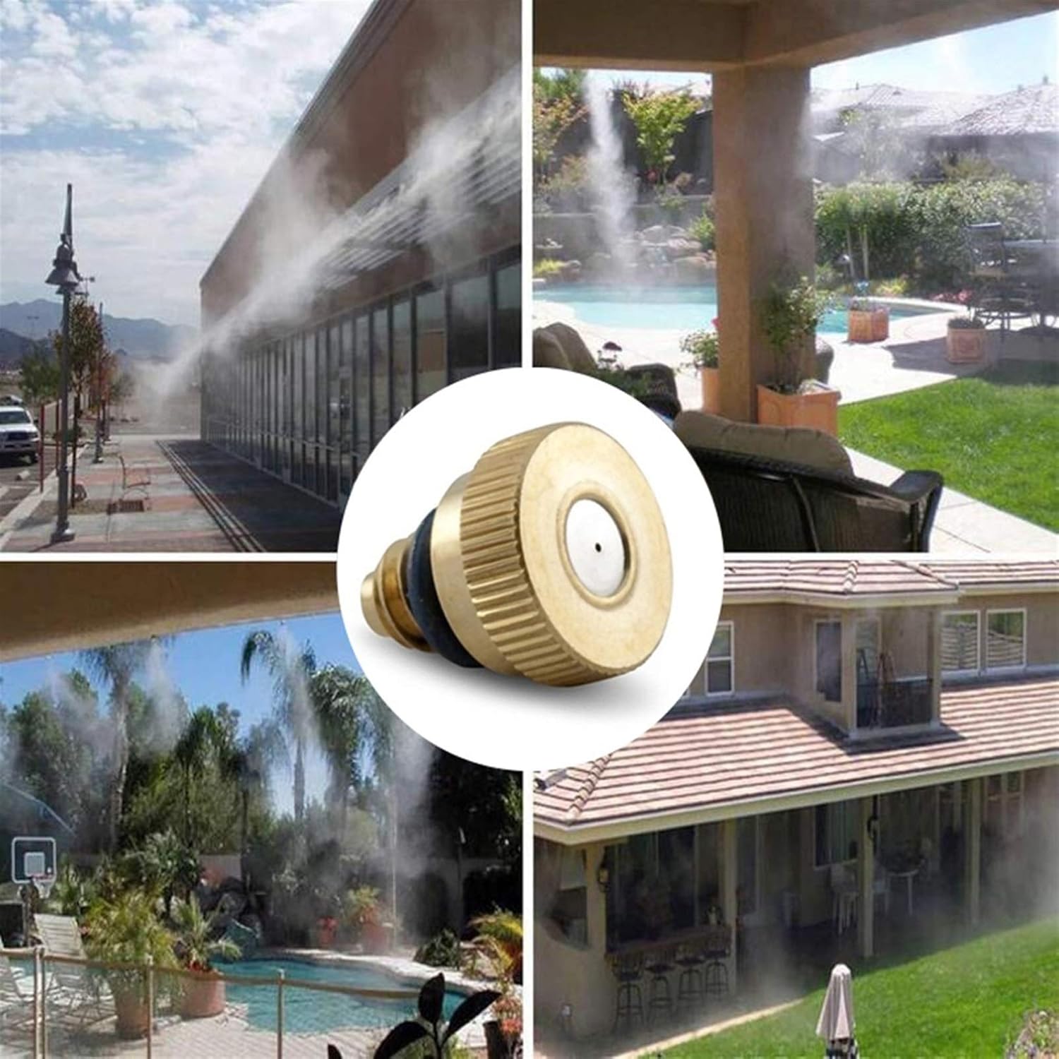 250pcs Low Pressure Brass Misting Nozzles for Dust Control Outdoor Cooling System, Mister Nozzle Atomizing Misting Sprayer Fog Nozzles for Garden, Humidification, Landscaping Thread UNC 10/24