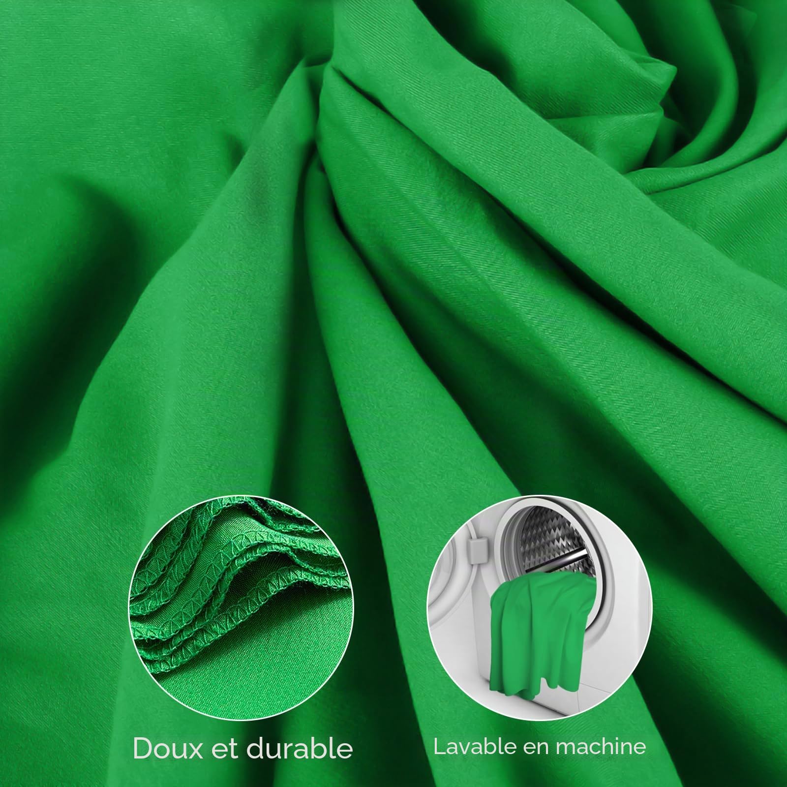 Écran vert avec support, 2 x 1,5 m, fond Chromakey avec support de photographie pour séance photo, streaming, jeux vidéo, enregistrement photo