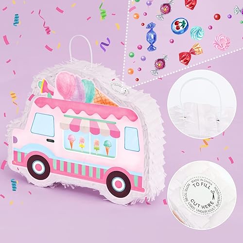 Miniatura 306 de WERNNSAI - Piñata de sirena plegable, piñata de cumpleaños con flecos que incluye cuerda para jalar, venda y bate. Decoraciones