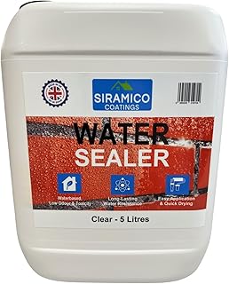 Siramico Coatings Premium Water Sealer | Clear Waterproofer | 5 Litres | Water Sealer for Brick, Concrete, Motar & Stone