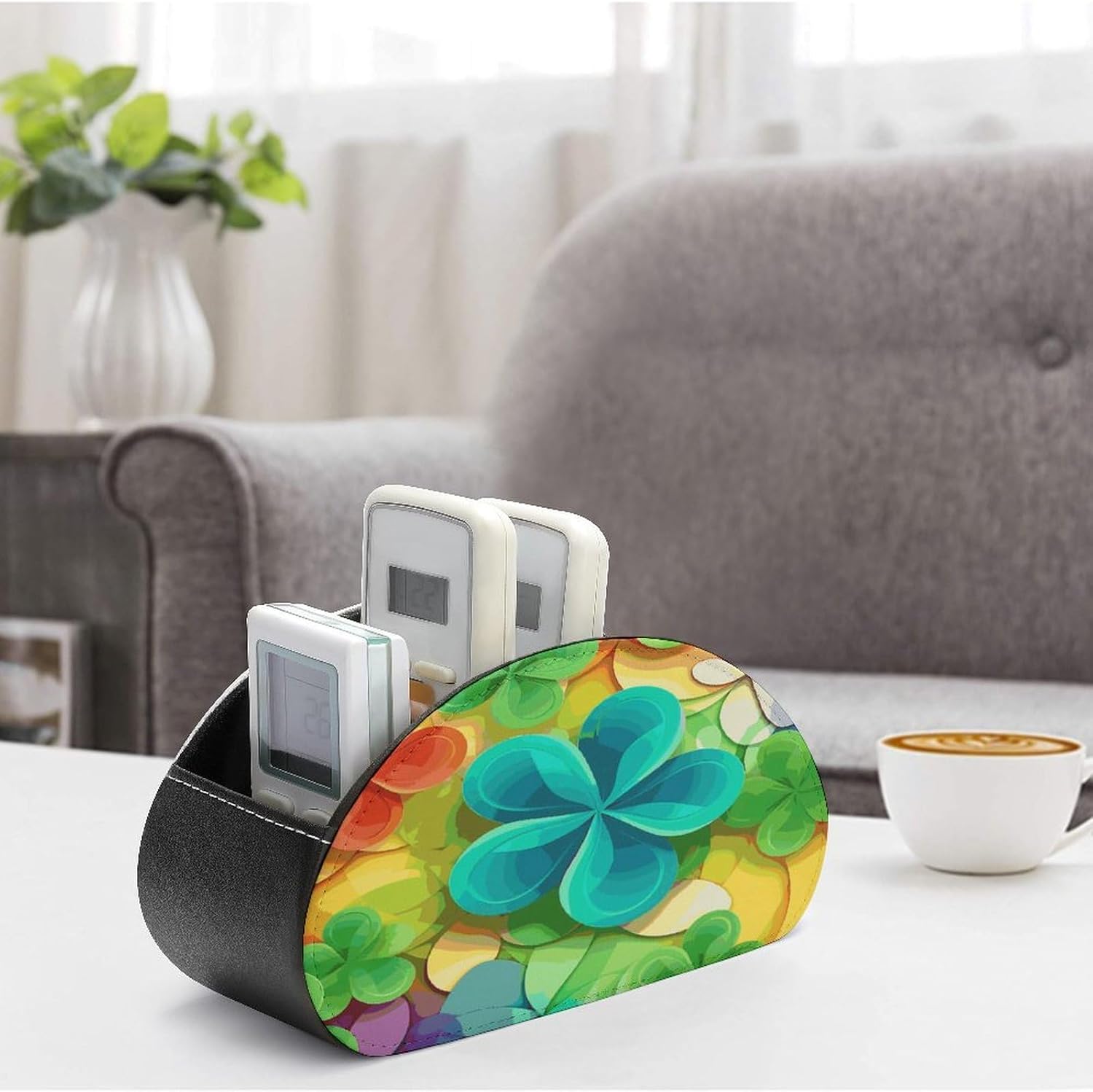 Rainbow Circle Shamrock Remote Control Holder PU Leather image 4