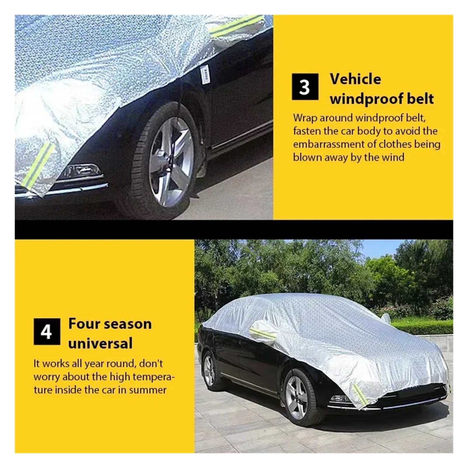 Protector Parabrisas Cubierta de Coche protección Exterior Impermeable Cuatro Estaciones del Parabrisas Protector Granizo Nieve(Hatchback)