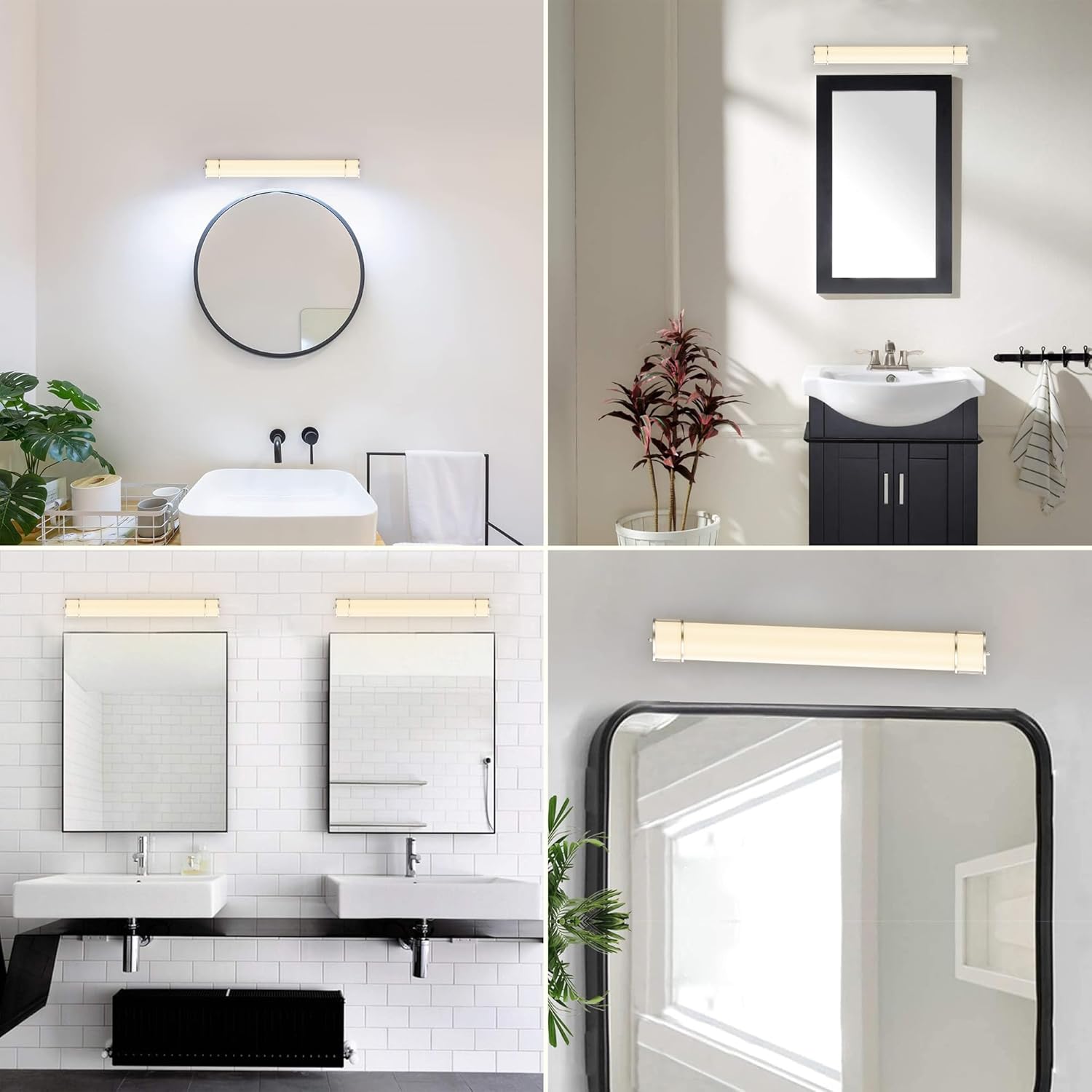 LEDMyplace 48 inch Modern Bathroom Vanity Light Fixture 35W, 1950LM 3000K-5000K 120V, 3CCT, Dimmable, ETL Listed, Bathroom Linear Wall Light Bar, Long Tube Bath Sconce, Brushed Nickel Finish