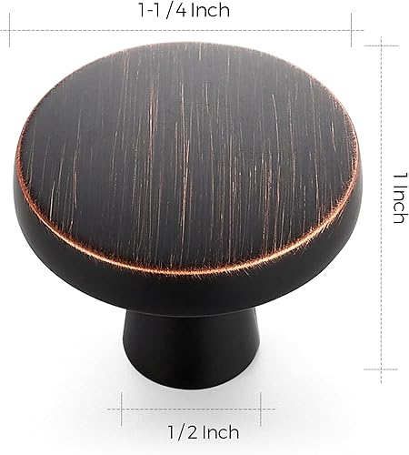Miniatura 66 de Ravinte Paquete de 50 pomos de gabinete de cocina de 1-1/4 pulgadas, pomos redondos sólidos para cajones de aparador, pomos de tocador negro mate