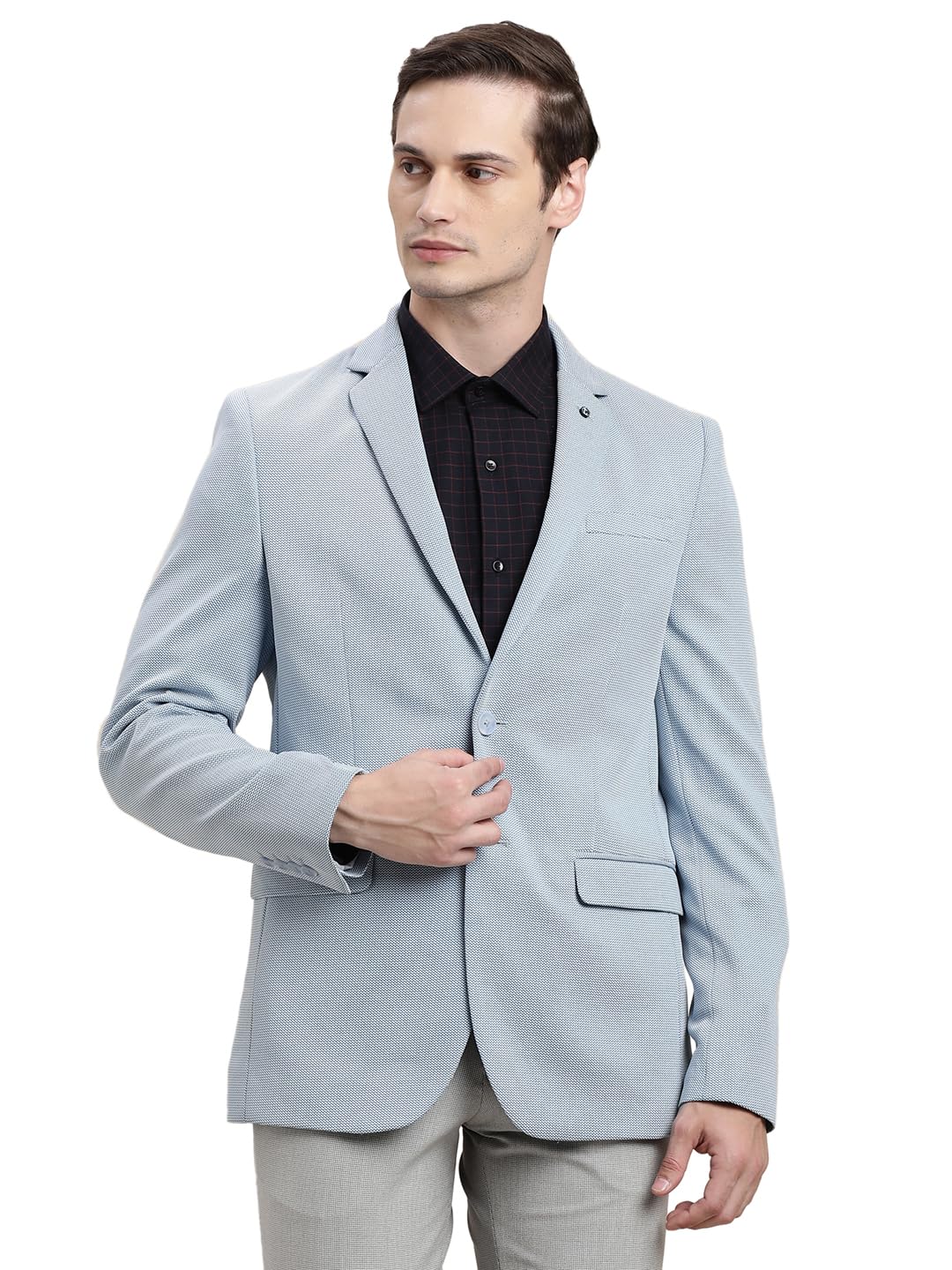 turtle Men Polyester Tailored Fit Self Design Light Blue Casual Blazer||Blazer for Men||Casual Blazer-picture-37