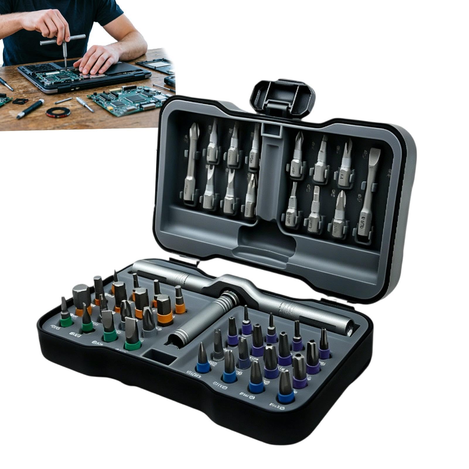 Set De Destornilladores De Precisión Kit De 46 En 1 Preciso Y Portátil Con