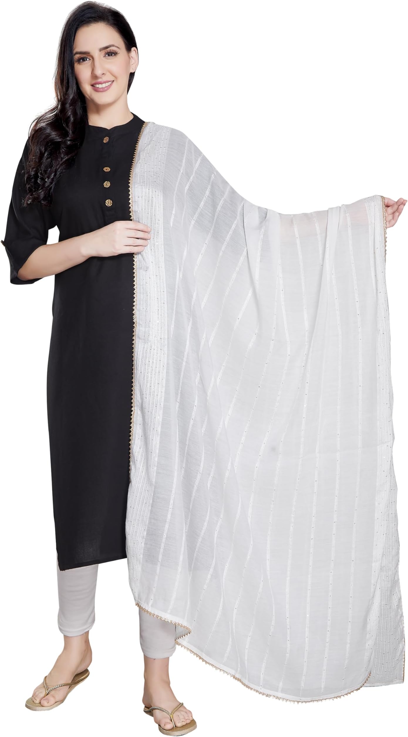 RANI SAAHIBA Women's Cotton Embroidered Dupatta