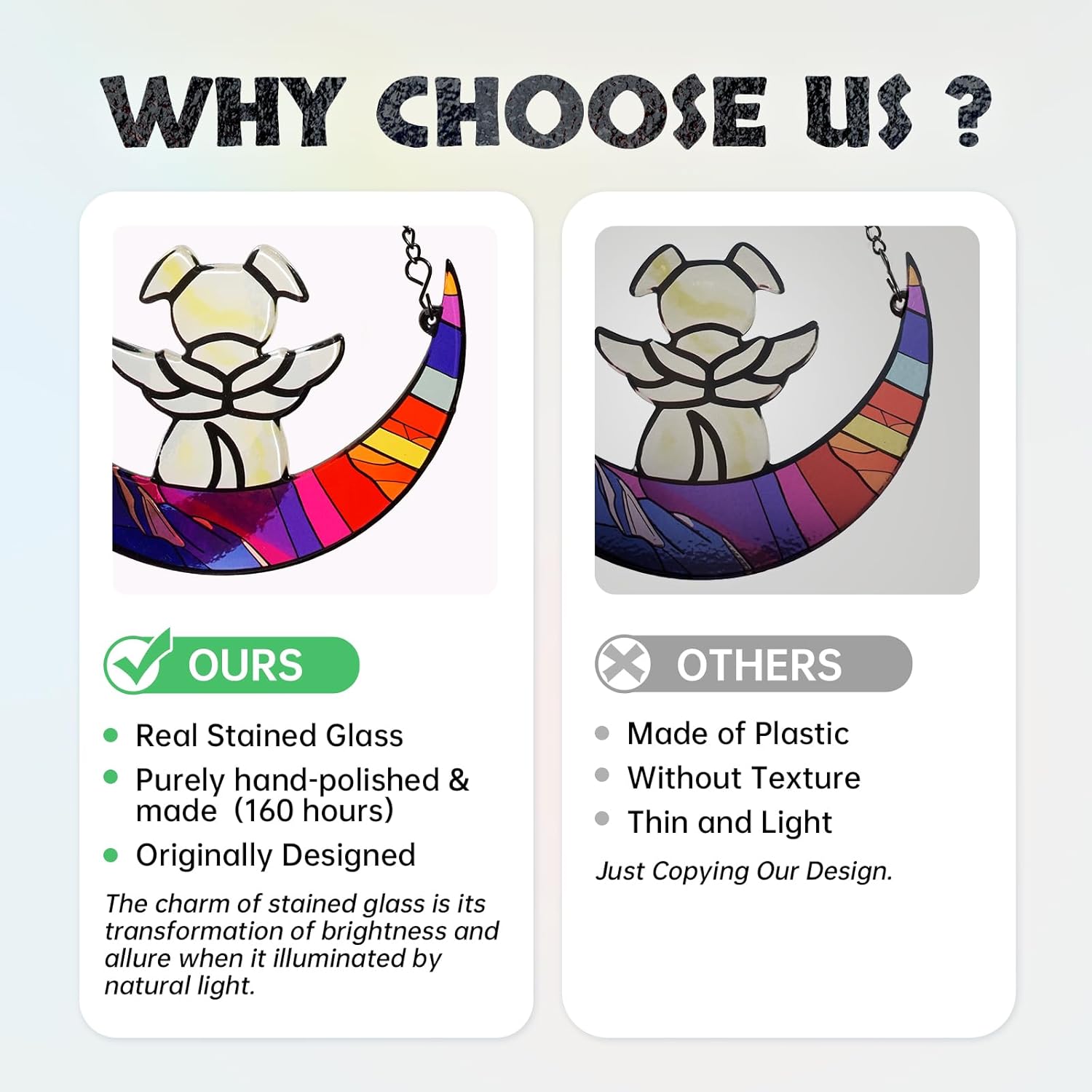 Stained Glass Angel Dog Memorial Suncatcher, Memorial Window Hanging Gifts for Loss of Dog | Sympathy Gifts | Passing Away Remembrance Memory Ornaments for Pet Lovers | Pet Bereavement - Image 3