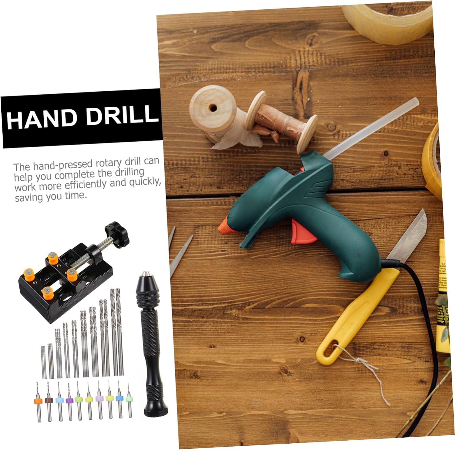OSALADI 1set Mini Drill Bit Kit for Jewelry Making and Woodworking Includes Hand Twists Drill and Twist Bits for Materials