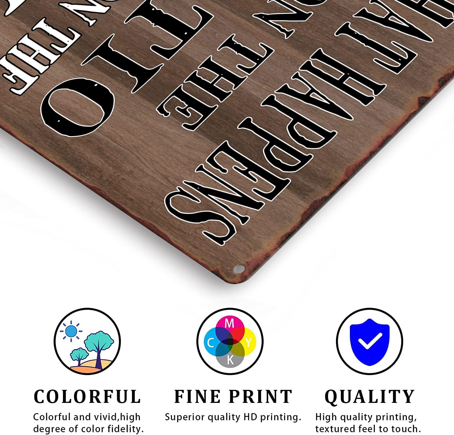 Funny Metal Tin Signwhat happens on the patio stays on