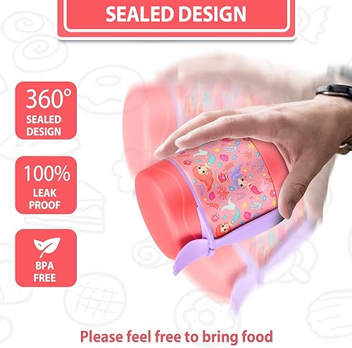 Miniatura 5 de Termo de sopa de 10 oz para comida caliente, tarro con cuchara para niños, recipiente aislado a prueba de fugas, de acero inoxidable, boca ancha,